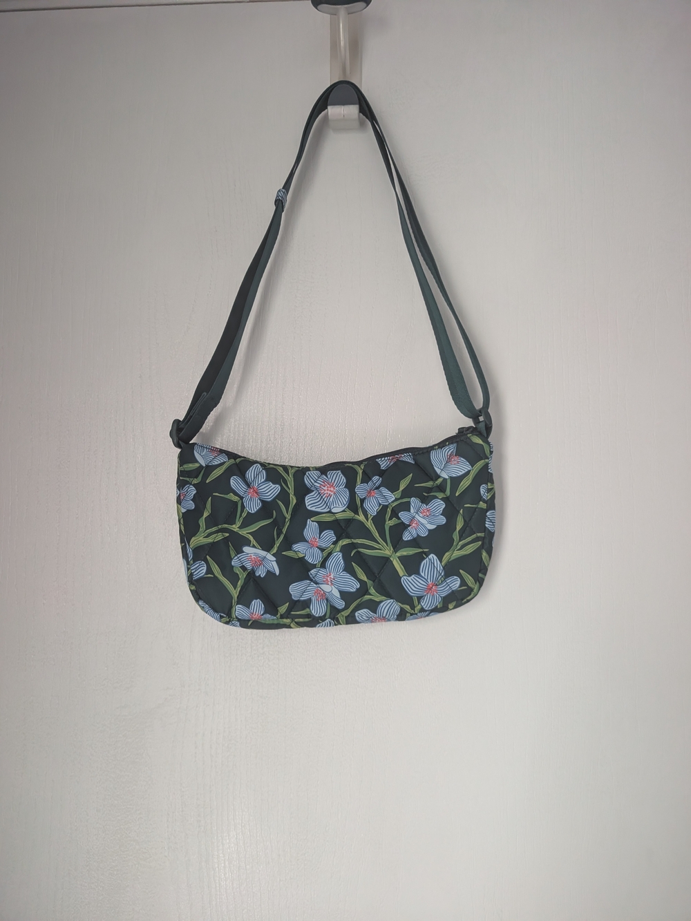 Vera Bradley Black Shoulder Bag with Blue Floral Print